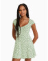 Bershka Rochie de vară galben / verde deschis / alb - Pled.ro