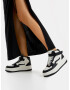 Bershka Sneaker înalt negru / alb - Pled.ro