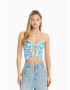 Bershka Top albastru / alb - Pled.ro