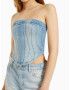 Bershka Top albastru denim - Pled.ro