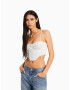 Bershka Top argintiu / alb - Pled.ro