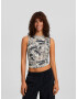 Bershka Top bej / negru / alb - Pled.ro