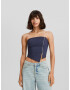 Bershka Top bleumarin / alb murdar - Pled.ro