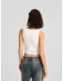 Bershka Top brodat alb murdar - Pled.ro