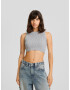 Bershka Top brodat argintiu - Pled.ro