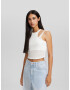 Bershka Top brodat ecru - Pled.ro