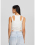 Bershka Top brodat ecru - Pled.ro