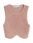 Bershka Top brodat gri taupe / alb - Pled.ro