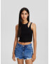 Bershka Top brodat negru - Pled.ro