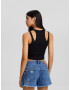 Bershka Top brodat negru - Pled.ro