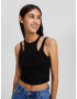 Bershka Top brodat negru - Pled.ro