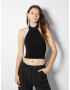 Bershka Top brodat negru / transparent - Pled.ro