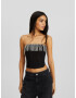 Bershka Top negru / alb - Pled.ro