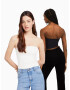 Bershka Top negru / alb - Pled.ro