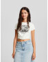 Bershka Tricou alb / alb murdar - Pled.ro