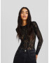 Bershka Tricou body negru / alb - Pled.ro