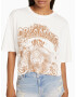 Bershka Tricou brocart / alb - Pled.ro