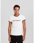 Bershka Tricou ciocolatiu / alb - Pled.ro