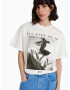 Bershka Tricou gri / alb - Pled.ro