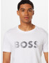 BOSS Green Tricou gri / alb - Pled.ro