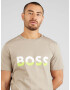 BOSS Green Tricou nisipiu / verde deschis / alb - Pled.ro