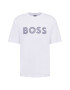 BOSS Green Tricou 'Teeos' gri închis / alb - Pled.ro