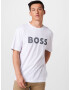 BOSS Green Tricou 'Teeos' gri închis / alb - Pled.ro