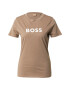 BOSS Orange Tricou 'Elogo' maro deschis / alb - Pled.ro