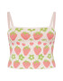 Cotton On Curve Top brodat 'FUNTASIA' crem / verde / roz deschis - Pled.ro