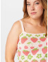 Cotton On Curve Top brodat 'FUNTASIA' crem / verde / roz deschis - Pled.ro