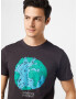 DEDICATED. Tricou 'Stockholm Crayon Globe' maro deschis / gri metalic / verde iarbă - Pled.ro