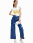 Desigual Jeans 'IDEAS' albastru / galben / alb - Pled.ro