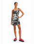 Desigual Rochie 'Letters' negru / alb - Pled.ro