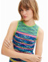 Desigual Top brodat 'SONIA' albastru / turcoaz / verde deschis / negru - Pled.ro