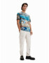 Desigual Tricou 'ADRIAN' albastru aqua / albastru pastel / gri fumuriu / portocaliu / negru - Pled.ro