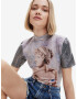 Desigual Tricou body 'Helene' ecru / albastru / gri argintiu / gri deschis - Pled.ro