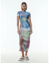 EDITED Rochie 'Leilai' albastru / grej / verde deschis / roz - Pled.ro