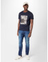 ESPRIT Tricou bleumarin / gri deschis - Pled.ro