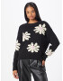 Essentiel Antwerp Pulover 'Dahlias' roz / negru / alb - Pled.ro