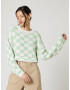 florence by mills exclusive for ABOUT YOU Pulover 'Peace & Quite' verde / alb - Pled.ro