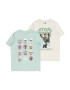 GAP Tricou gri / verde pastel / roz / alb murdar - Pled.ro