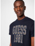 GUESS Tricou 'MILAD' bej / bleumarin / albastru deschis / alb - Pled.ro