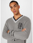 HOLLISTER Pulover 'VARSITY' gri / negru / alb - Pled.ro