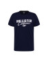 HOLLISTER Tricou albastru marin / alb - Pled.ro