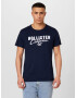 HOLLISTER Tricou albastru marin / alb - Pled.ro