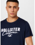 HOLLISTER Tricou albastru marin / alb - Pled.ro