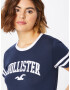 HOLLISTER Tricou bleumarin / alb - Pled.ro