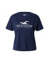 HOLLISTER Tricou bleumarin / alb - Pled.ro