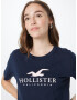 HOLLISTER Tricou bleumarin / alb - Pled.ro