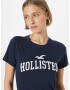 HOLLISTER Tricou bleumarin / alb - Pled.ro